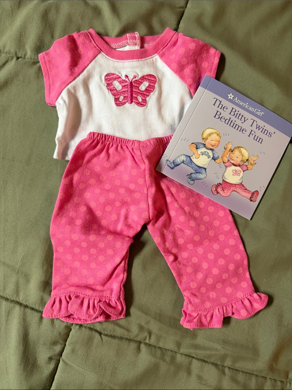 American Girl Bitty Baby Doll pajama set and book